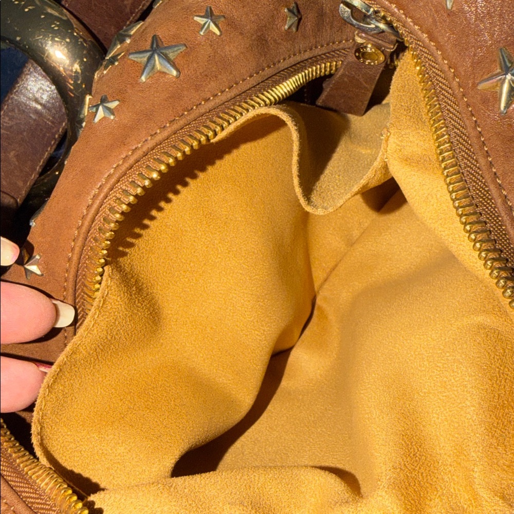Jimmy Choo Star-Studded Brown Leather Shoulder Bag - Picture 8 of 14